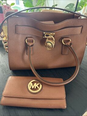 Michael Kors Tan Saffiano Leather Satchel with Matching Wallet